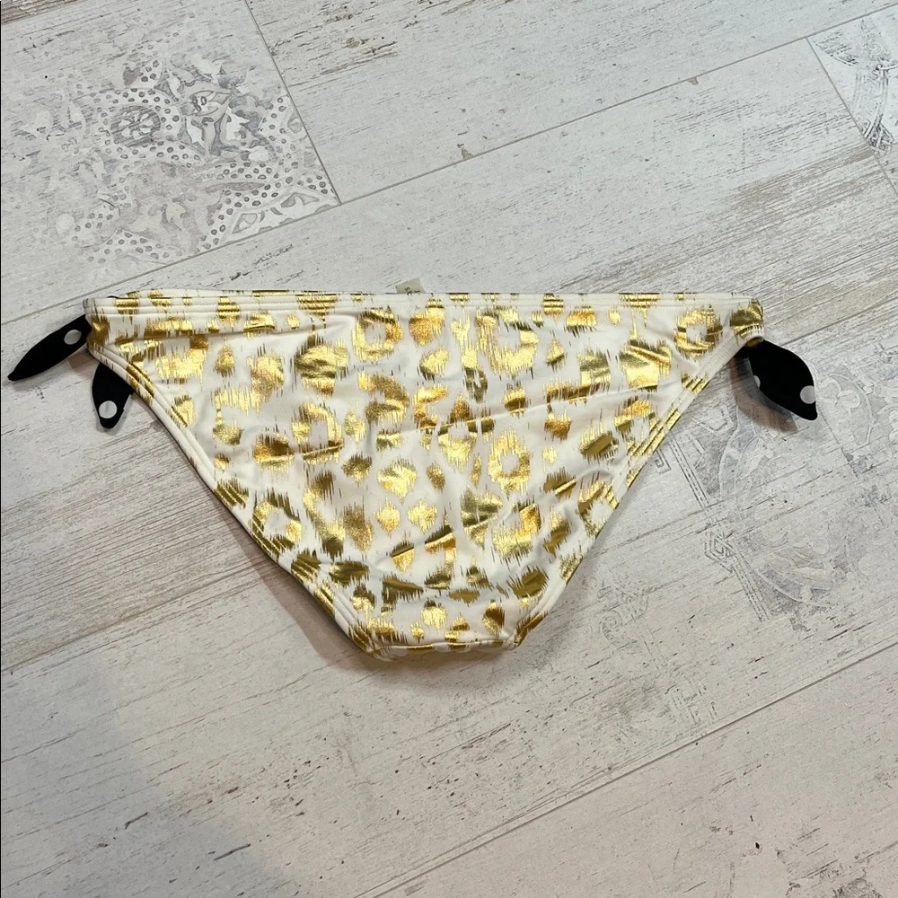 Victorias Secret Gold Foil Anima Print Bikini Bottoms Size Large
